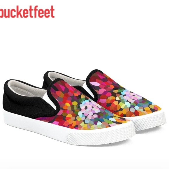 Bucketfeet Shoes - BucketFeet Adult Unisex Multicolor Canvas Slip On Sneakers NWT- W9 & M7.5